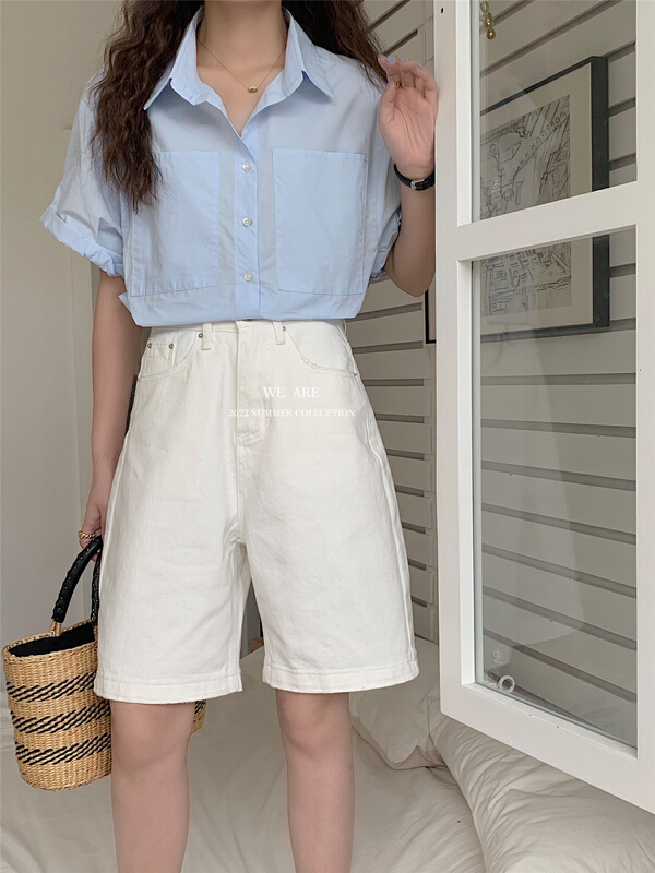 New in early summer! [we are] edging high waist A-shaped denim shorts 60052# ZSY