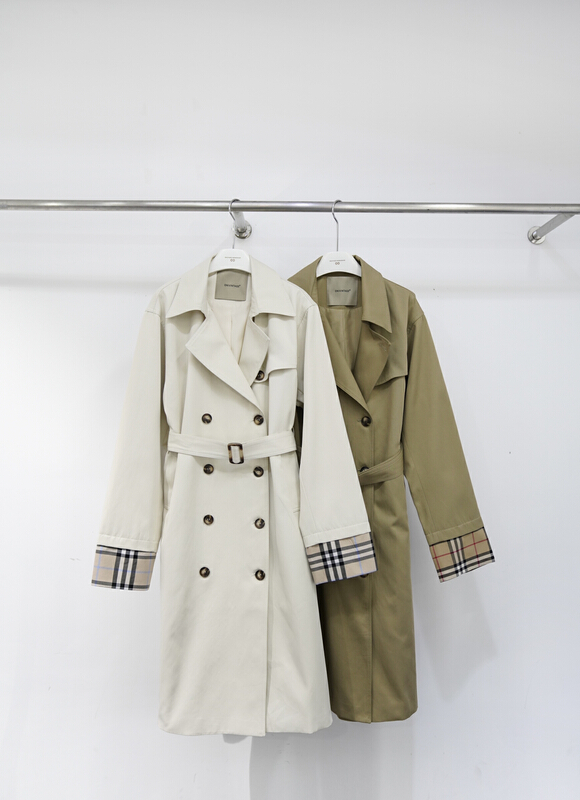 goods in stock! New year in early spring! [C oni] double placket Plaid windbreaker (with belt) od222w4386# zxl