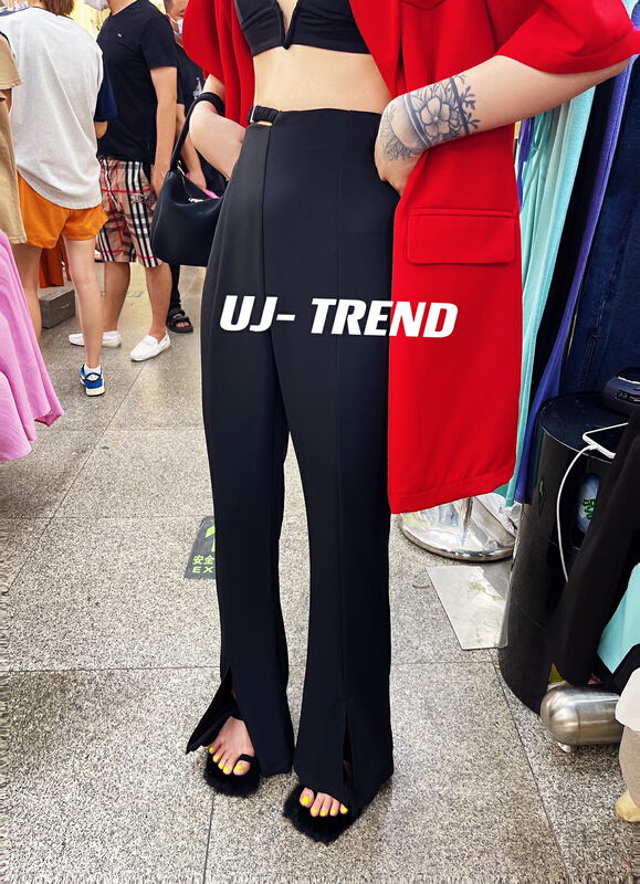 [ujtrend] high waist, open waist, slightly flared and versatile casual pants 9090# WTT