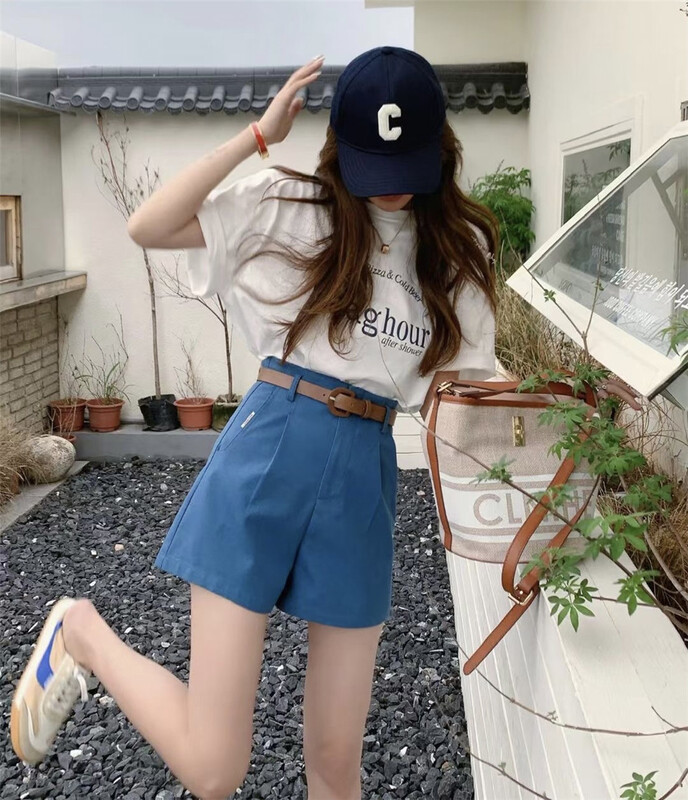 New in early summer! [Siebel] high waist slim casual shorts (with belt) 9609# XJ