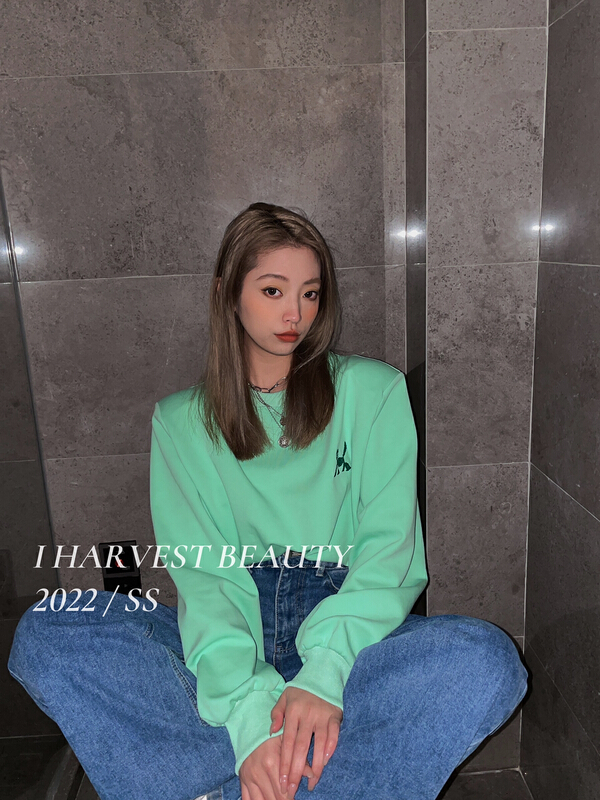 早春上新!【I STYLE】小刺繡簡約墊肩衛衣  5128#  XYJ