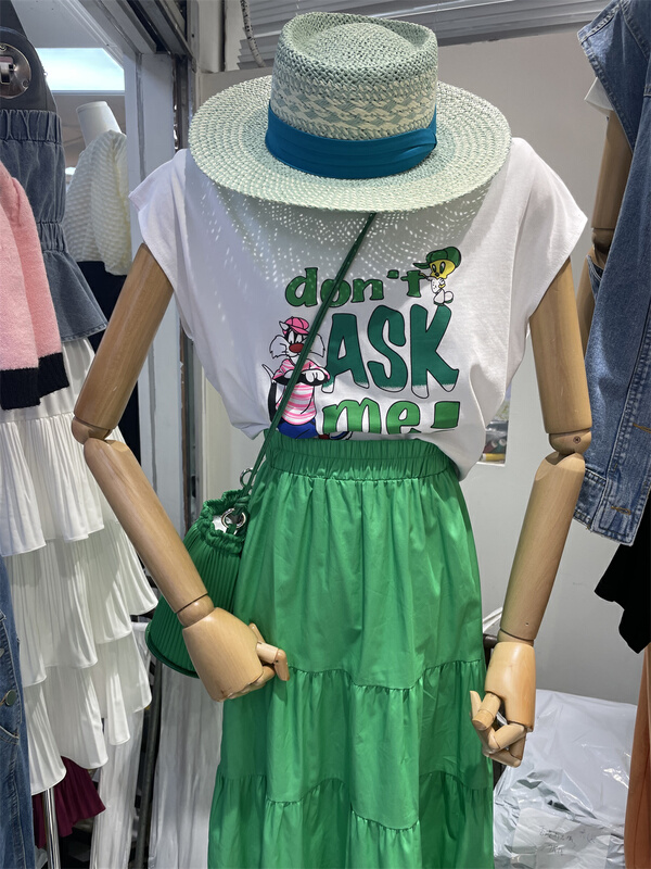 New in early summer! [Tian Tian Jia] Korean print Pullover short sleeve T-shirt 8800# WTT