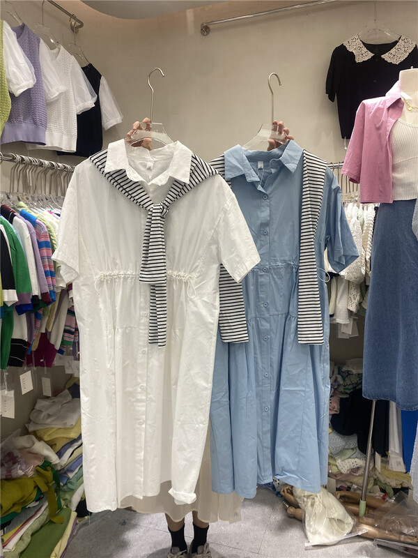 [tab CP] Korean versatile loose drawstring dress (with shawl) 8087# CSX