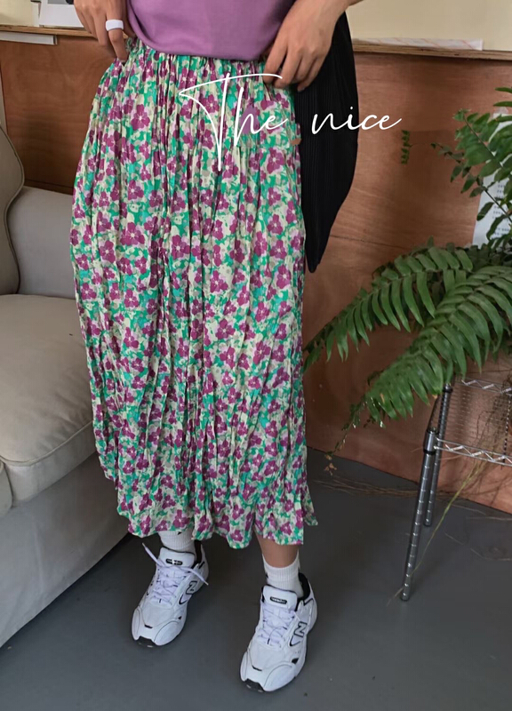 New in early summer! [the nice] Korean pleated floral skirt a5012# hjy
