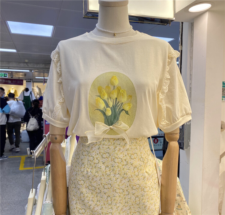 New year in early spring! [purpler] Korean heavy industry round neck short sleeve T-shirt 0625# hjy