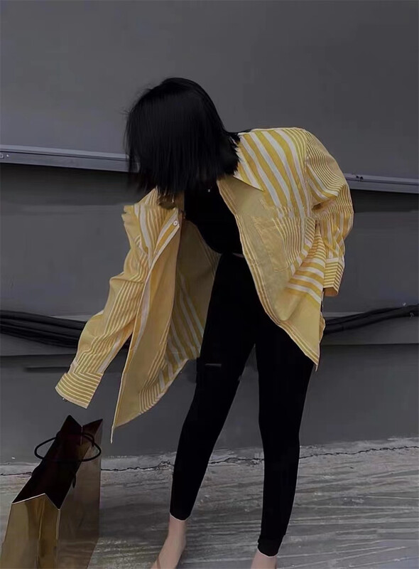 [top close] loose stripe versatile shirt (shirts only) 68166# ozq