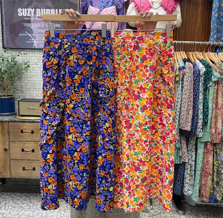 New in early summer! "N21" retro elegant floral skirt 839# WPL