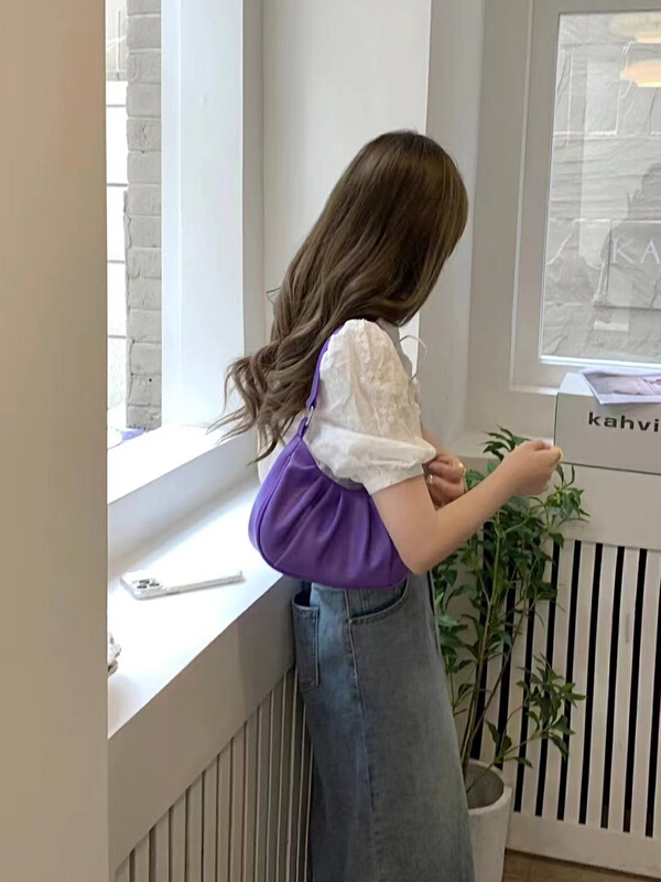 [Mi he] Korean Yunduo pleated hand messenger bag (with long shoulder strap) 3301# lwy