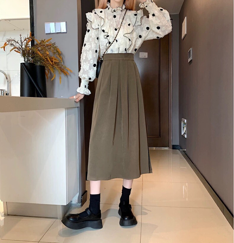 New year in early spring! [S.J] pleated A-line skirt high waist skirt 2217# LSW