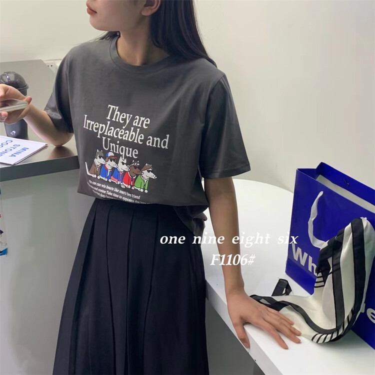 [1986] loose and versatile print comfortable short sleeve T-shirt 1106# XYY