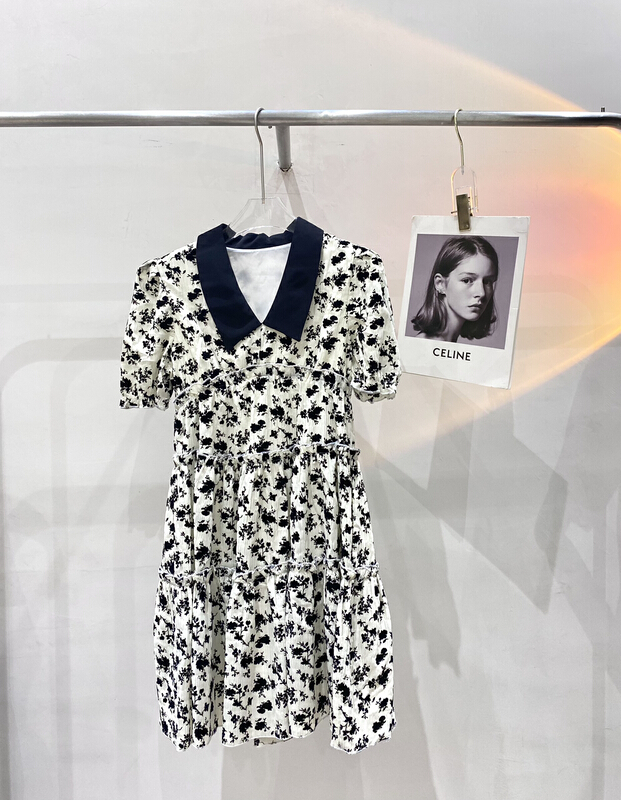 [sun] Floral Chiffon flocking dress qz04015# lwy