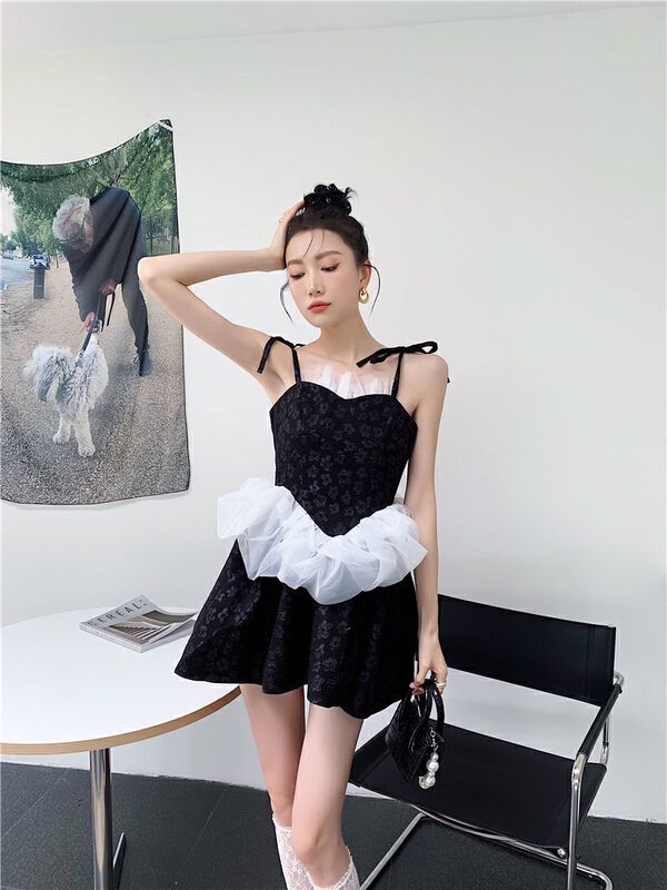 New in early summer! [AC] flower cloud yarn slim and sweet fluffy dress 6731# JJ