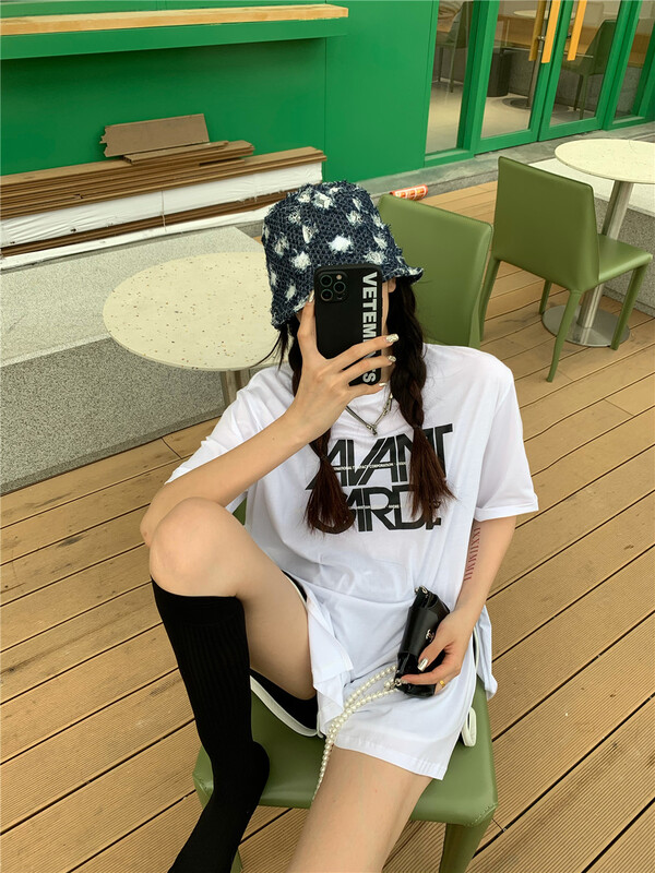 [Maomao] Korean alphabet printed short sleeve T-shirt 769# WTT