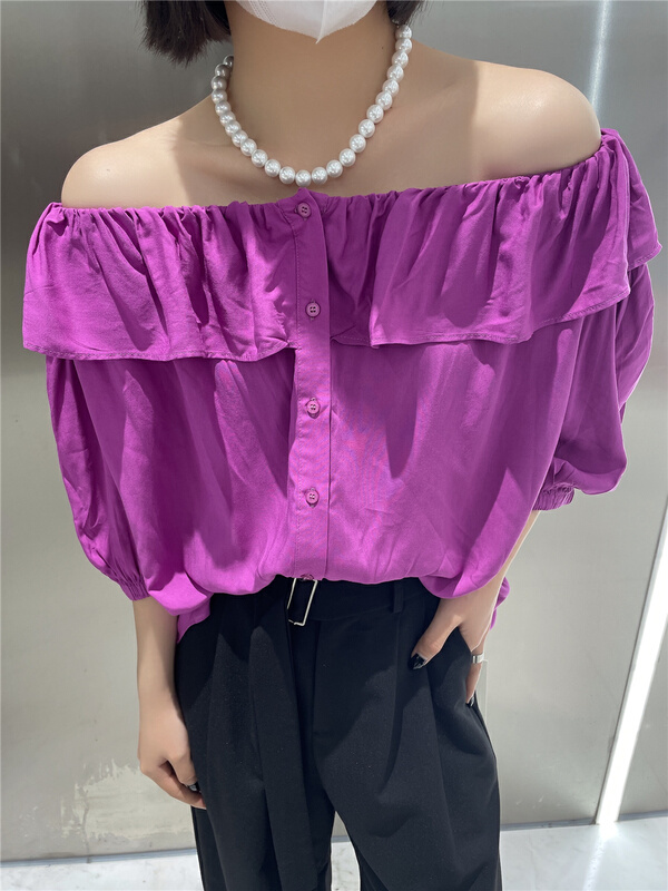 New in early summer! [Xixi studio] lotus leaf single breasted temperament shirt 9021# XYJ