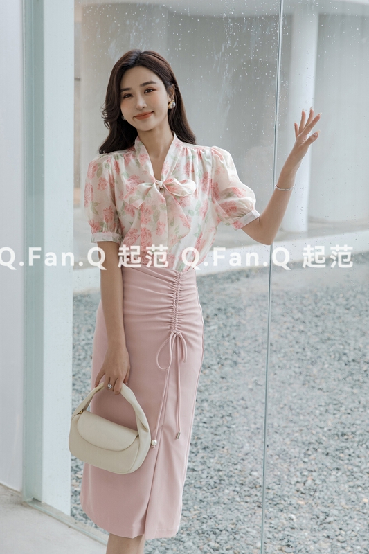 New in early summer! [style] elegant bow Print Blouse 8063# JJ