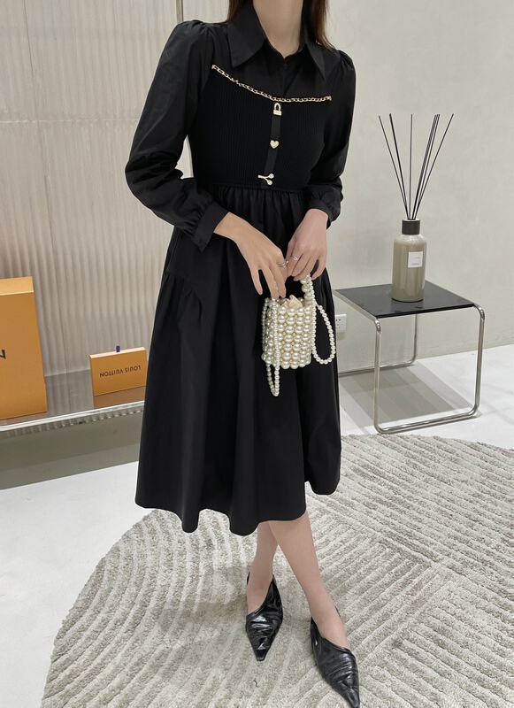 New year in early spring! [Hanna including that] stitched waist closing temperament dress m5218# XJ