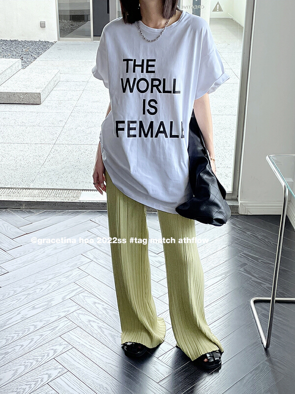 New in early summer! [gracetina Hoo] design clean color knitted lace up wide leg casual pants z817# zxl