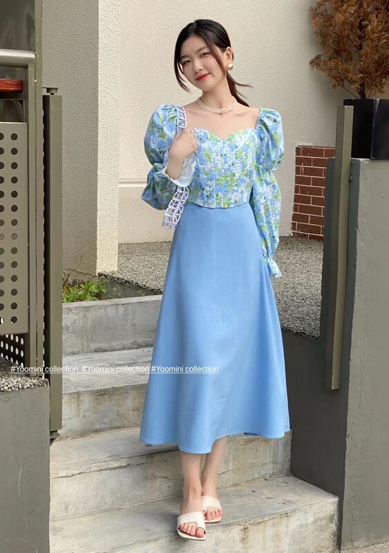 goods in stock! New year in early spring! [yoomini] high waist A-line loose back elastic waist skirt c12517# jhy