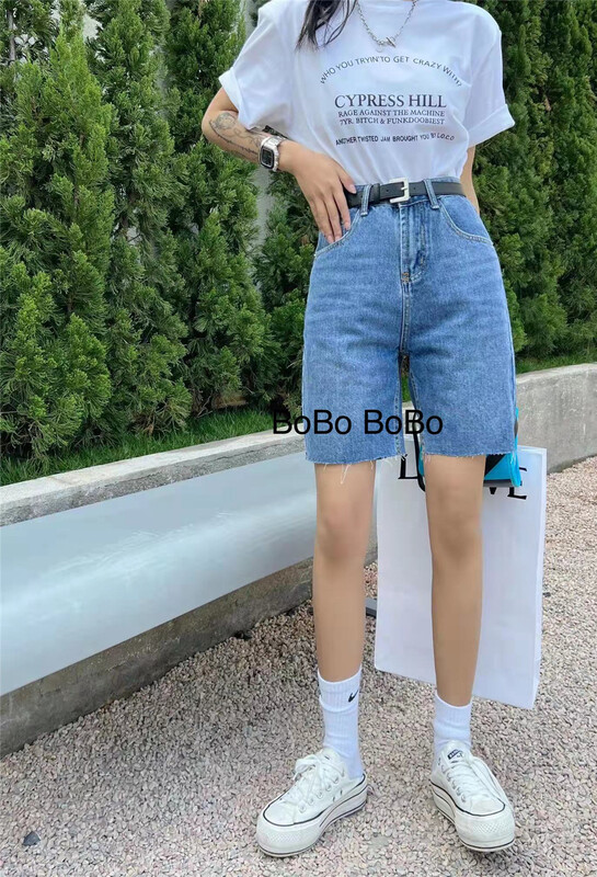 New year in early spring! [Bobo] Korean style retro western style thin denim shorts (with belt) 0091# cqw
