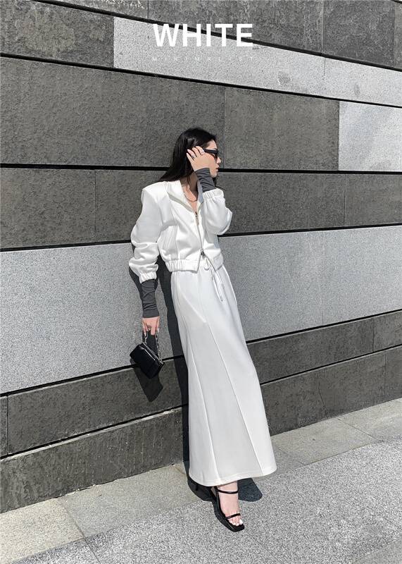 New year in early spring! [white] elastic waist versatile slim skirt 88186# XYJ