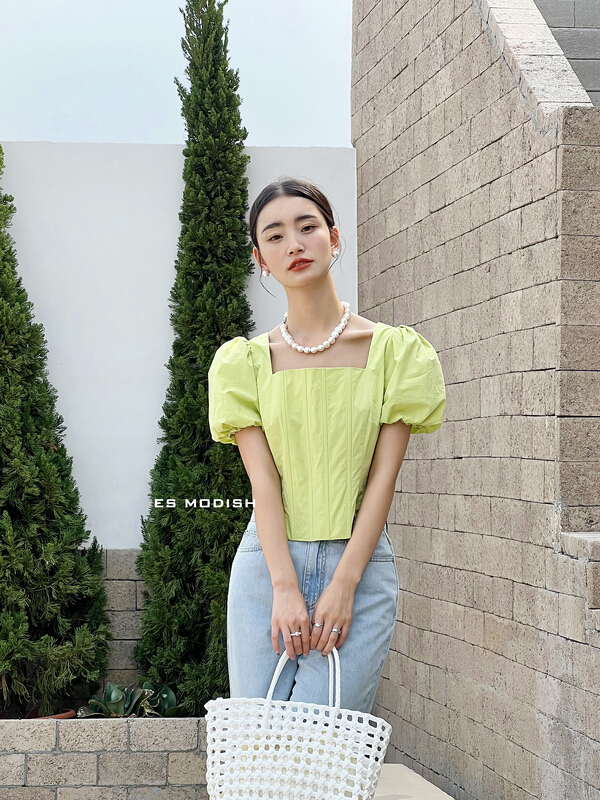 New in early summer! [es modish] small square collar fashion shirt bl1661# XYJ
