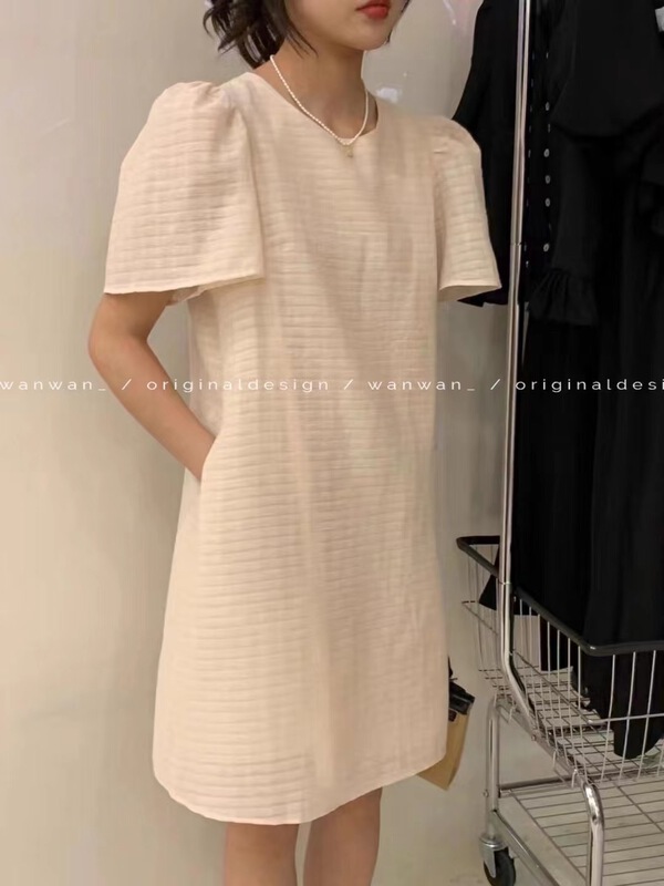 [wanwan] Korean round neck back bow dress 1770# HBx