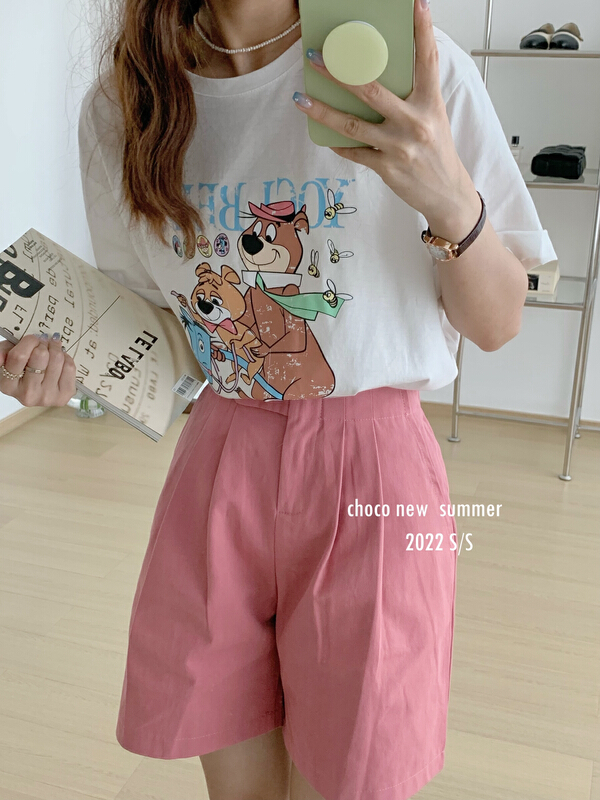 [choco] Korean casual button high waist casual shorts 8278# HBx