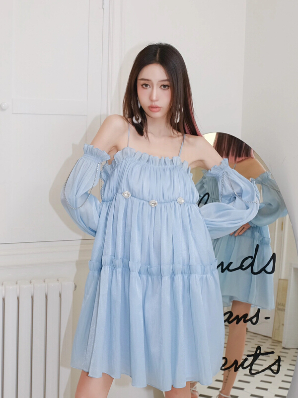 New in early summer! [ala] fashion minority design dress (with sleeves) l1355a# JJ