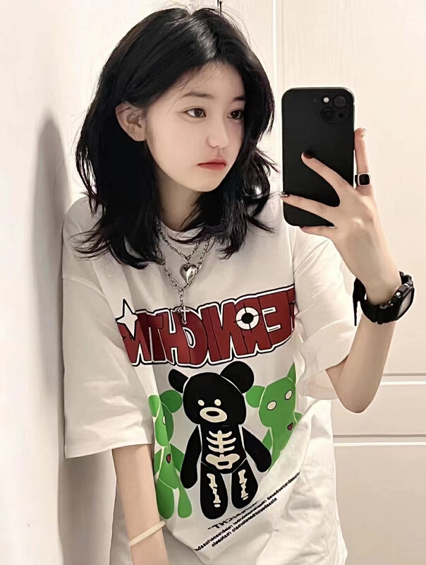 New in early summer! [j.2] letter print loose short sleeve T-shirt 5542# LSW