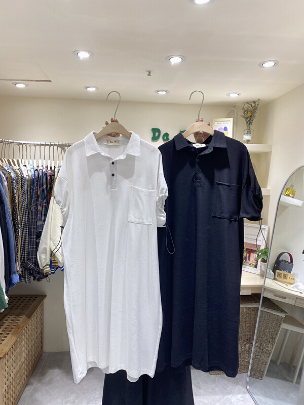 goods in stock! New year in early spring! [da. 7] loose and simple cuff drawstring dress 2317-1# LSL