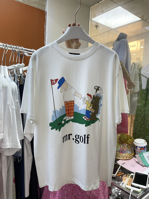 [Hanan] Korean versatile large loose letter printed short sleeve T-shirt 6828# LSL