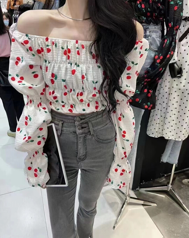 New in early summer! [Nancy] French off shoulder design small shirt ys11-3# WPL