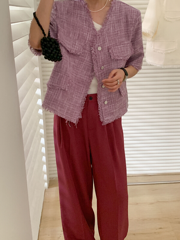 [Tn] small fragrance texture breasted short coat w1158# cqw