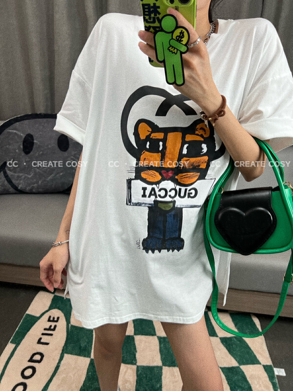 [CC] tiger graffiti split short sleeve T-shirt 362# XYY