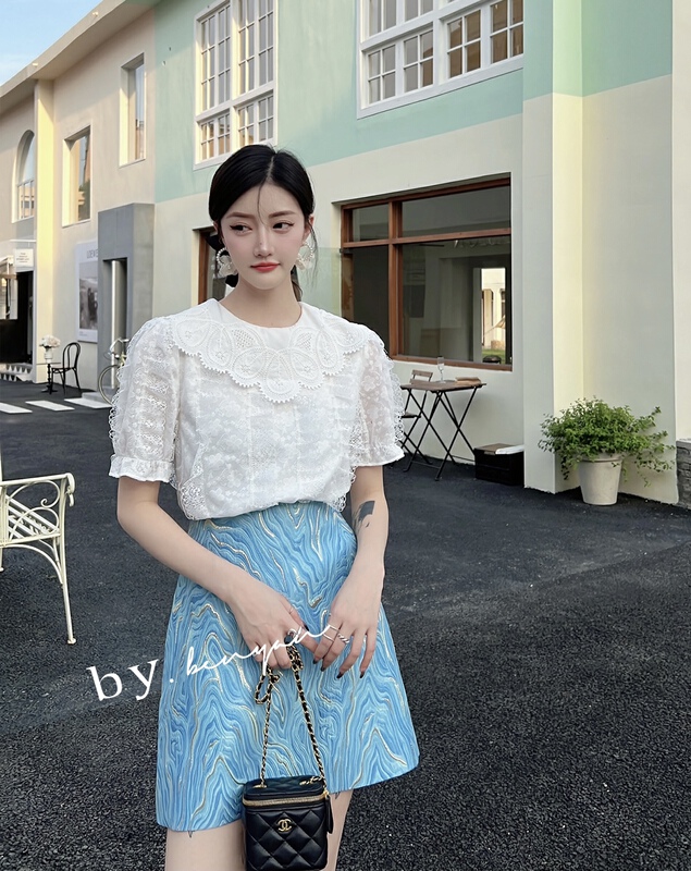 [benyan] personalized A-line color contrast short skirt 6093# zxx