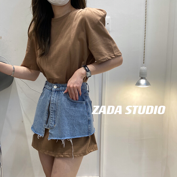 初夏上新!【ZADA】韓版直角肩休閒寬鬆短袖T恤  3208#  WTT
