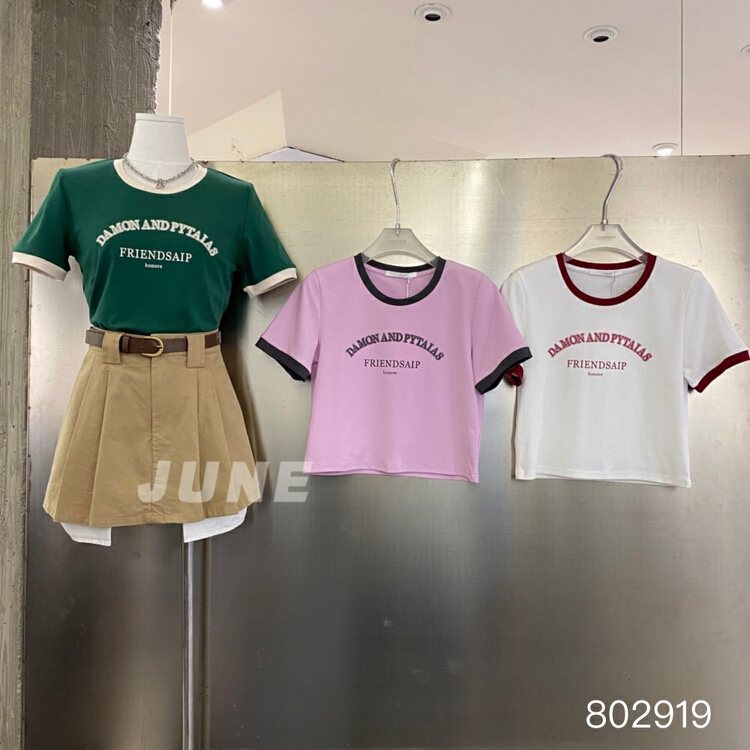 [June] contrast printed short sleeved T-shirt 802919# XYY
