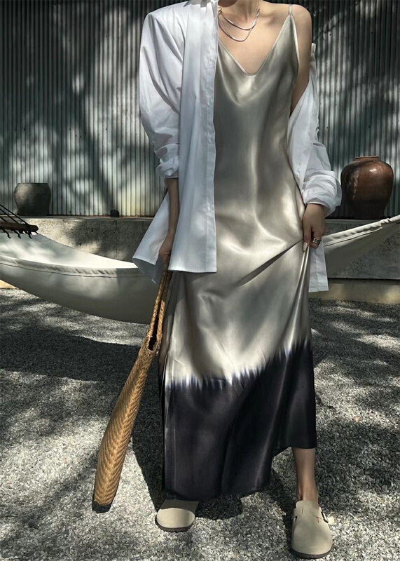 New year in early spring! [all in] simple temperament tie dyed suspender dress (suspender skirt only) 4041# ozq
