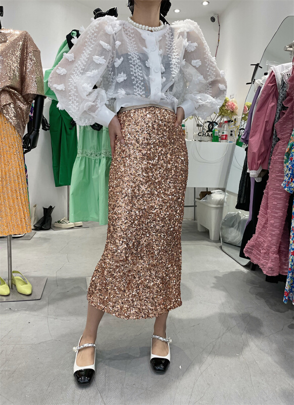[rich] temperament Sequin high waist skirt 77778# zyh