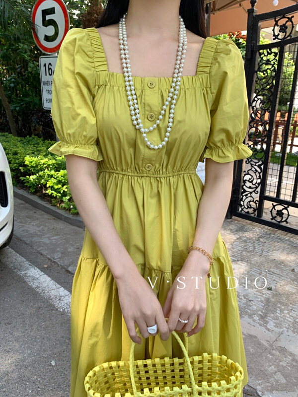 [from.v] bubble sleeve lady dress 8820\ll