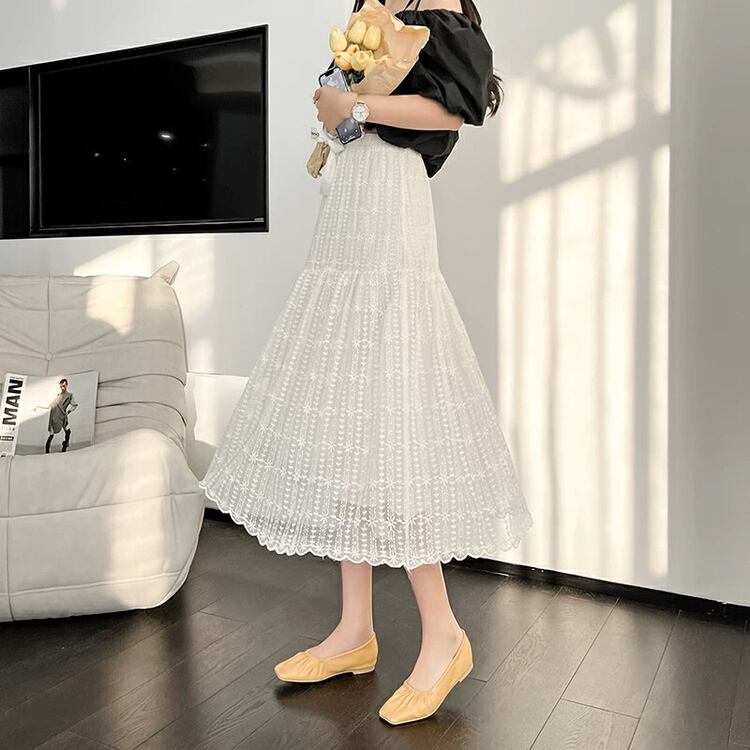 New year in early spring! [S.J] fashion elastic waist mid length skirt 2205# LSW