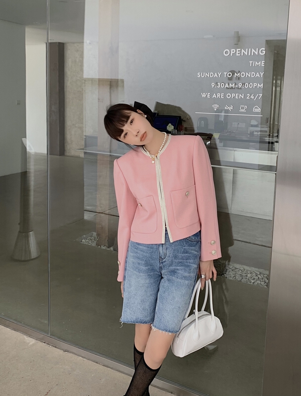 goods in stock! New year in early spring! [pink Pinker] design sense, retro, foreign style, thin short coat 82130# LSL