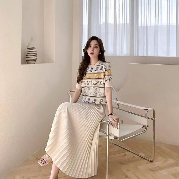 [S.J] Korean fashion versatile printed short sleeved sweater 6859# LSW