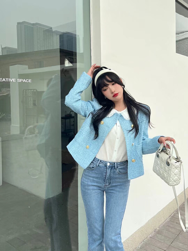 New year in early spring! [CXI] celebrity xiaoxiangfeng senior double row gold buckle design jacket a9006# jhy