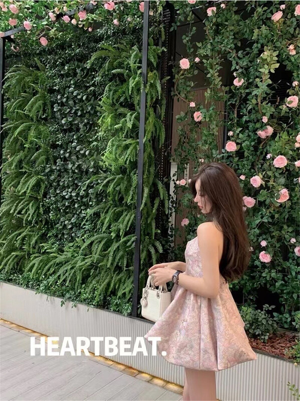 [hearteat] Korean suspender jacquard waist dress 505# zjy