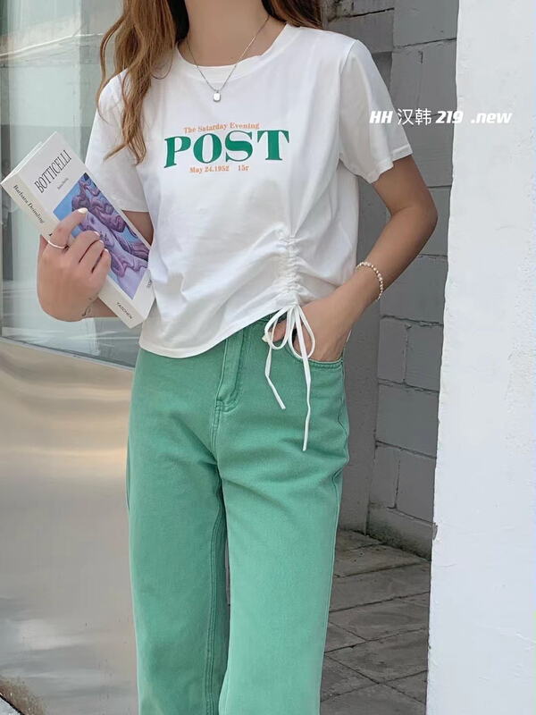 [HH & miss Lai] Korean round neck letter short sleeve T-shirt 219# L
