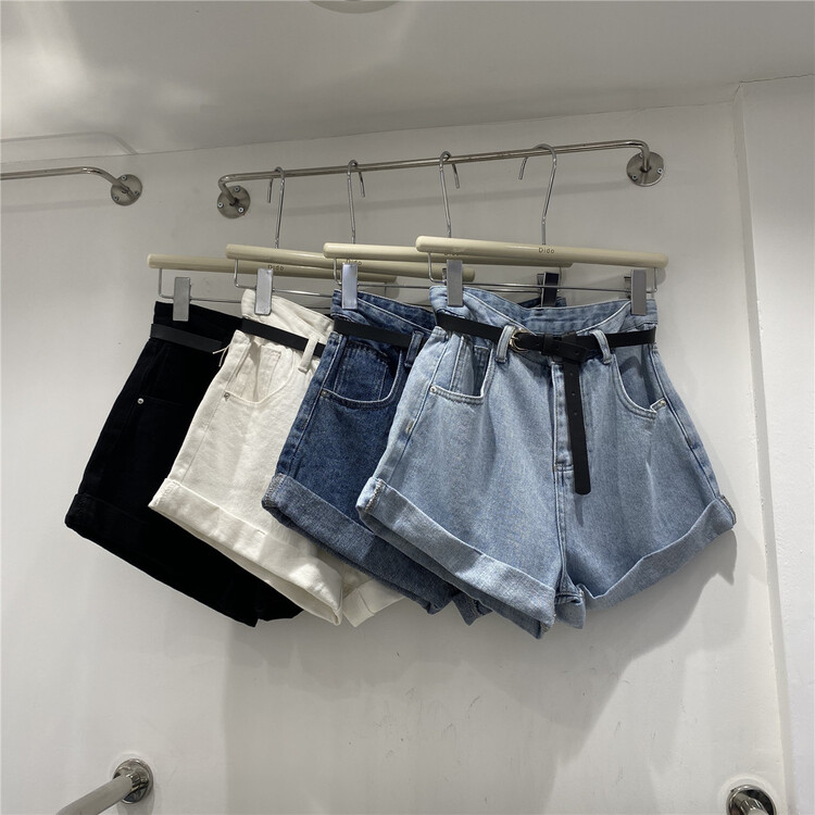 New year in early spring! [Dido] casual medium high waist cuffed denim shorts (without belt) ys1-6983# hjy