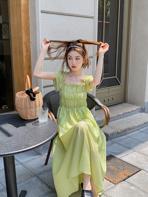 [herb] French square collar dress s22201154# lwy
