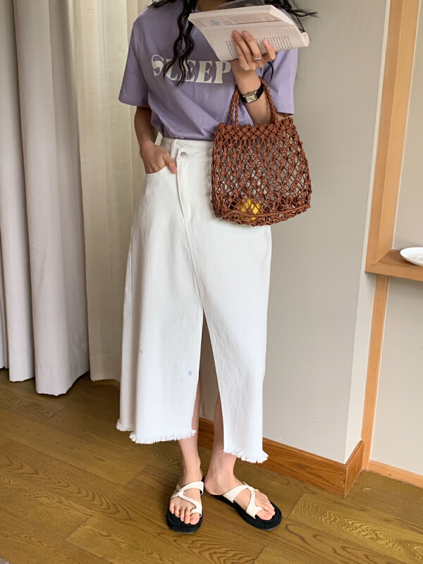 Original price 98.99! New year in early spring! [Tn] solid color simple niche design skirt q5099# cqw