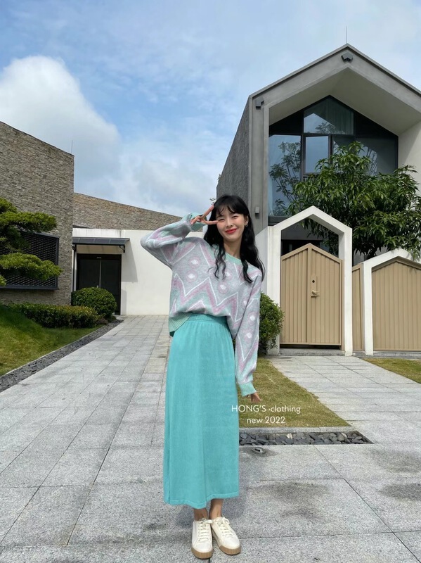 New year in early spring! [Hong's] high waist and thin lady temperament skirt 5755# ll